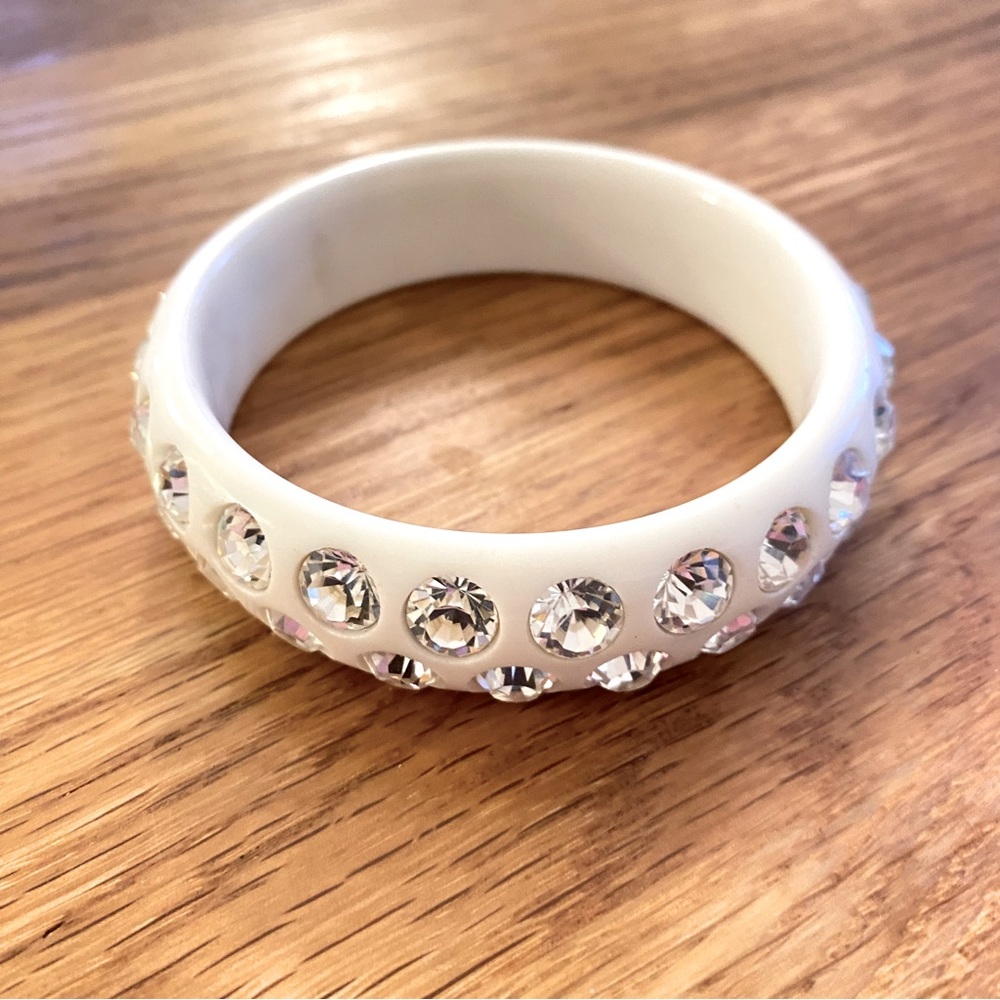 Art Deco Celluloid Rhinestone Bangle Bracelet